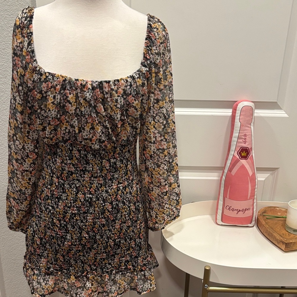 EUC Justify Black and Yellow Floral Dress